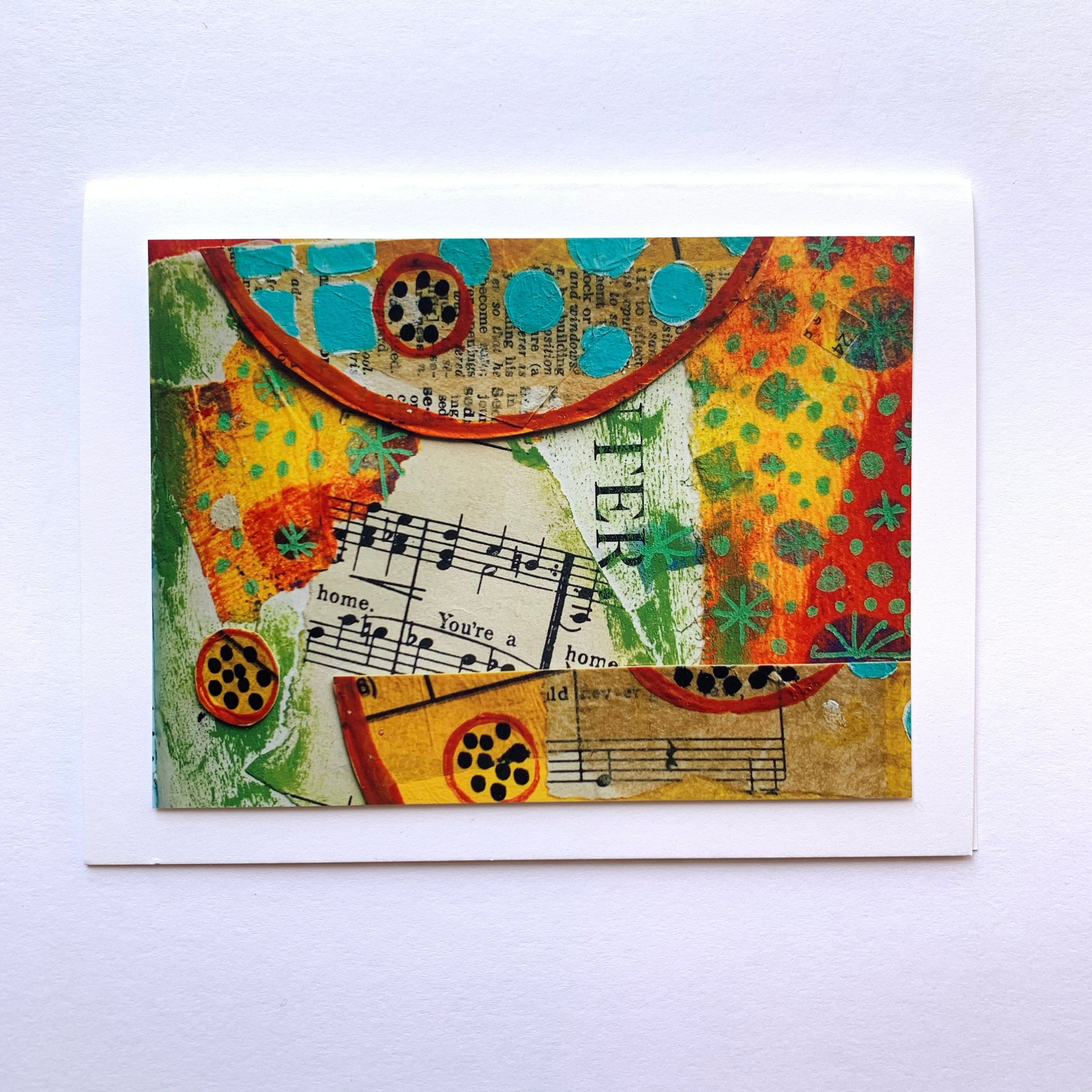 Modern Collage Note Unique Collage Note Card, Mixed Media Handmade Notecards, Blank Note ...
