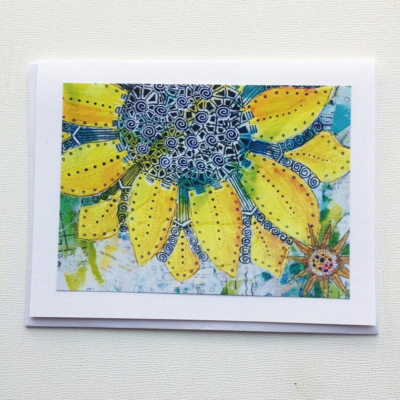 Sunflower Note Cards, Sunflower Art Card Set, Handmade Blank Greeting ...