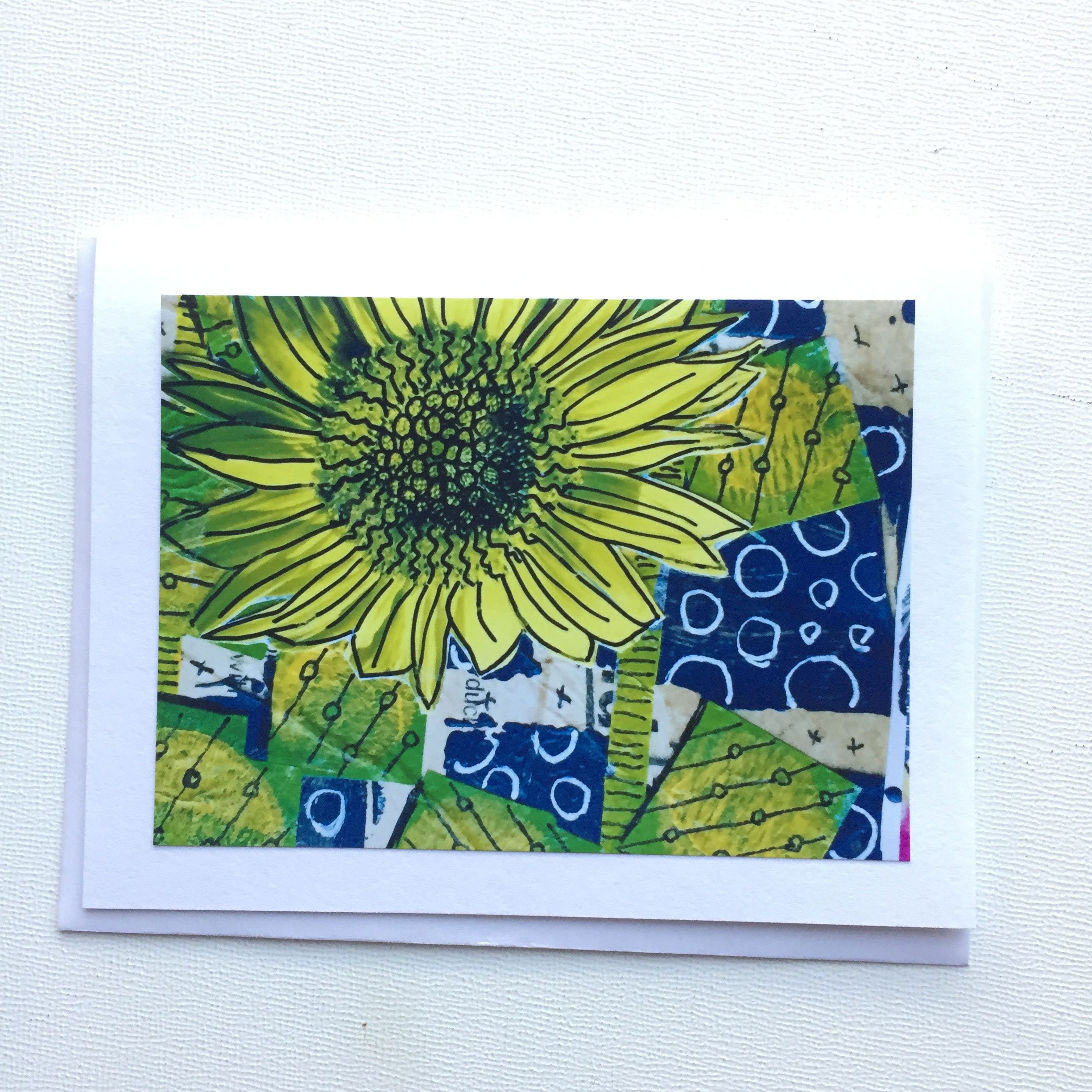 Sunflower Card Set, Sunflower Art Card, Handmade Blank Greeting Card ...