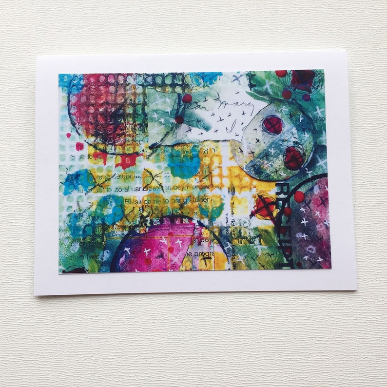 Unique Note Card Mixed Media Handmade Notecards Blank Note Etsy