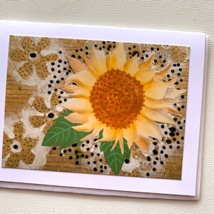Sunflower Collage Card, Digital Sunflower Collage Notecard, Blank Card Inside, Sunflower Friend Gift Card for Her