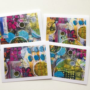Ensemble de cartes de notes multimédia mixtes, cartes de notes collage faites à la main, ensemble de papeterie de carte de note blanche, cadeau de papeterie pour elle