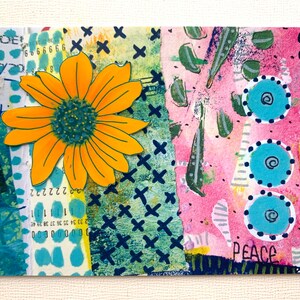 Sunflower Notecard, Sunflower Collage Card, Blank Card Inside, Sunflower Friend Gift Card for Her