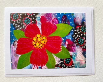 Flower Card, Digital Flower Notecard, Blank Card Inside, Flower Friend Gift Card for Her