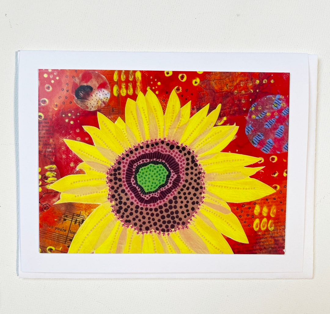 Sunflower Note Card, Sunflower Card Blank Inside, Note Card Gift for ...