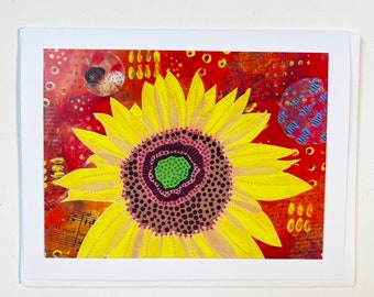 Sunflower Note Card,  Sunflower Card Blank Inside, Note Card Gift for Her, Sunflower Stationery Friend Gift