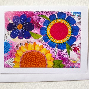 Flower Card, Flower Notecard, Blanco Kaart Binnen, Digitale Bloem Vriend Gift Card voor haar