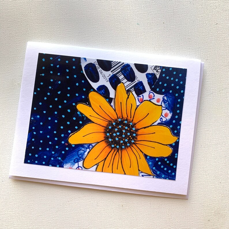 Sunflower Art Card Set, Sunflower Card Set, Handmade Blank Greeting ...