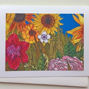 Notecard Briefpapier Set, handgemachte Sonnenblume Karten innen blanko, Blume-Hinweis-Karten-Set, Sonnenblume Freundschaft Geschenk für sie, BFF Karten