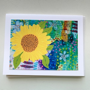 Sunflower Card, Sunflower Notecard, Blank Card Inside, Sunflower Friend Gift Card for Her