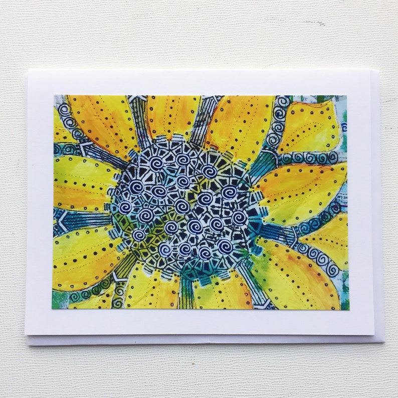 Sunflower Note Cards, Sunflower Art Card Set, Handmade Blank Greeting ...