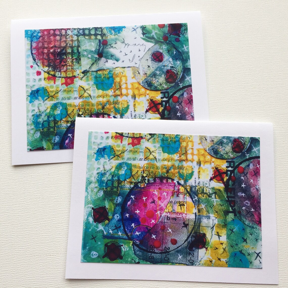 Unique Note Card Mixed Media Handmade Notecards Blank Note Etsy