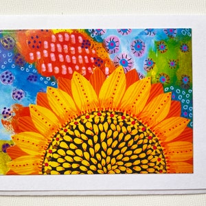 Sunflower Card, Digital Sunflower Collage Notecard, Blank Card Inside, Sunflower Friendship Gift Card