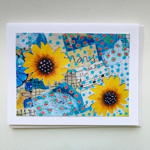 Sunflower Card, Sunflower Notecard, Blank Card Inside, Sunflower Friend Gift Card for Her