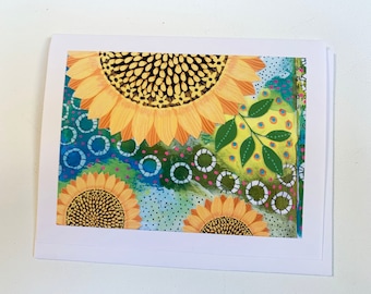 Sunflower Notecard - Digital Notecards - Handmade Stationery - Notecards - Handmade Cards - Sunflower Card - Note Card - Gift for Her