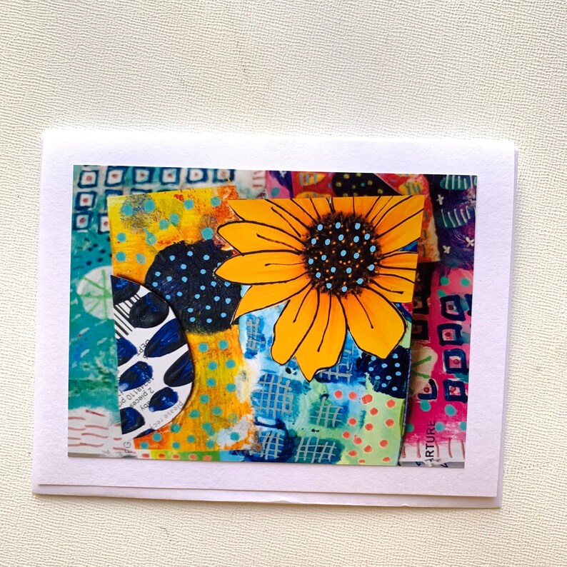 Sunflower Art Card Set, Sunflower Card Set, Handmade Blank Greeting ...