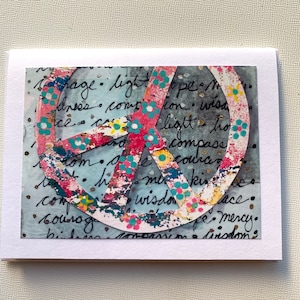 Social Justice Note Card, Peace Sign Card Blank Inside, Notecard Gift for Her, Peace Sign Briefpapier Friend Gift