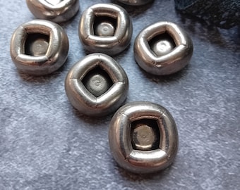 Bouton Ancien Français – Motif Branchage, 27 Mm, Métal Argenté – Collection