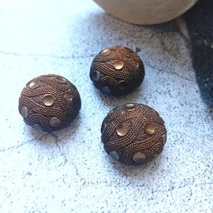 Brown Sparkly Vintage Sewing Buttons, French Couture Set of 3