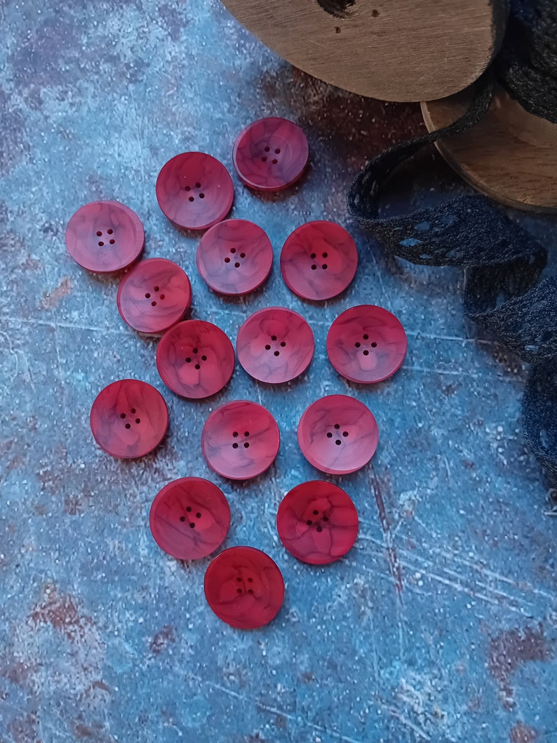 Red Mottled Vintage Buttons: French Couture Sewing, Set of 3 - Etsy