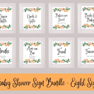 Orange Citrus Baby Shower Signs Bundle | Little Cutie Baby Shower Signs Bundle | Instant Download Signs | Orange Baby Shower | Printable