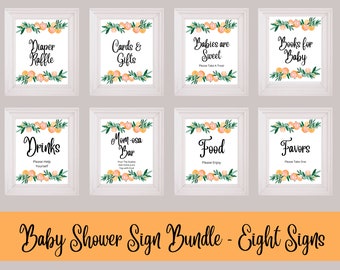 Orange Citrus Baby Shower Signs Bundle | Little Cutie Baby Shower Signs Bundle | Instant Download Signs | Orange Baby Shower | Printable