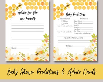 Honey Bee Baby Shower Tarjetas de consejos / Predicciones de Baby Shower de Mama to Bee / Descarga instantánea / Bee Baby Shower / Baby Shower / Imprimible