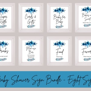 Blue Floral Baby Shower Signs Bundle | Blue Shower Signs Bundle | Instant Download Signs | Floral Baby Shower | Baby Shower Printables
