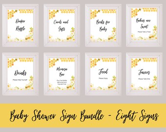 Paquete de letreros de Baby Shower de abejas / Paquete de letreros de ducha de abejorros / Letrero de descarga instantánea / Baby Shower de mamá a abeja / Baby Shower de abejas / Imprimible