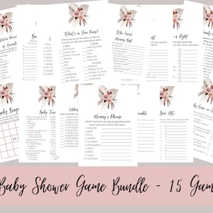 Boho Baby Shower Games Bundle | Boho Floral Shower Games Bundle | Instant Download Games | Boho Baby Shower | Printable | Boho Floral Shower