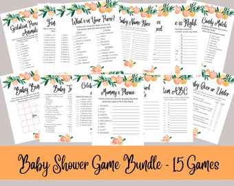 Orange Citrus Baby Shower Games Bundle | Little Cutie Baby Shower Games Bundle | Instant Download Games | Citrus Baby Shower | Printable