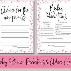 Cartes de conseils pour la baby shower Hearts | Prédictions de la Fête de bébé de la Saint-Valentin | | de téléchargement instantané | de baby shower Hearts | imprimable Pink Hearts Bébé