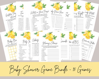 Lemon Baby Shower Games Bundle | Lemon Shower Games Bundle | Instant Download Games | Lemon Baby Shower | Printable | Summer Baby | Lemons