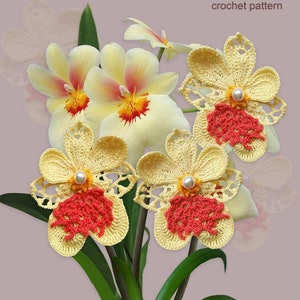 Crochet pattern Miltonia Orchid Flower pattern How to make applique Tutorial crochet flowers