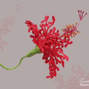 Coral Hibiscus Crochet Pattern:  Flower Tutorial for Bouquets, Brooches, Arrangements