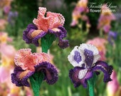 Iris Flower Crochet Lace Pattern: Tutorial How to make Applique Brooch Bouquet (PDF Instruction)