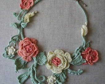 Irish lace crochet flower jewelry and patterns by Tanita777