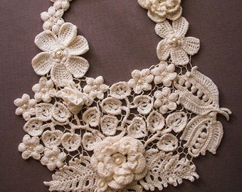 Irish lace crochet flower jewelry and patterns by Tanita777