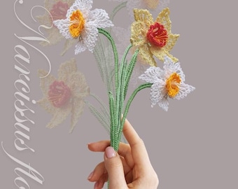 Narcissus Crochet Pattern: Daffodils Flower Tutorial for Bouquet Arrangement (PDF Pattern)