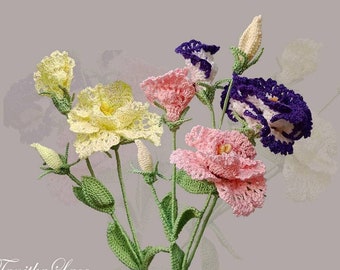 Eustoma Crochet Flower Pattern:  Tutorial for Bouquets, Arrangements, Lace, Decor (PDF pattern)