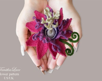 Passion Flower 3D Crochet Pattern: Tutorial for making bouquet, brooch, decor