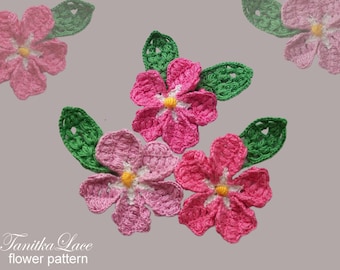 Crochet Periwinkle Flower Pattern: Easy crochet flowers applique (PDF tutorial)