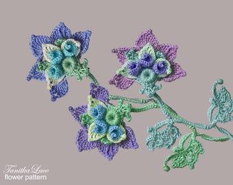 Crochet Flower Applique Pattern: Magic Bindweed, Irish Lace Motifs (Digital Tutorial)