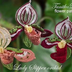 Crochet Lady Slipper Orchid Pattern: Digital Tutorial for arranging, bouquets, appliques, decor