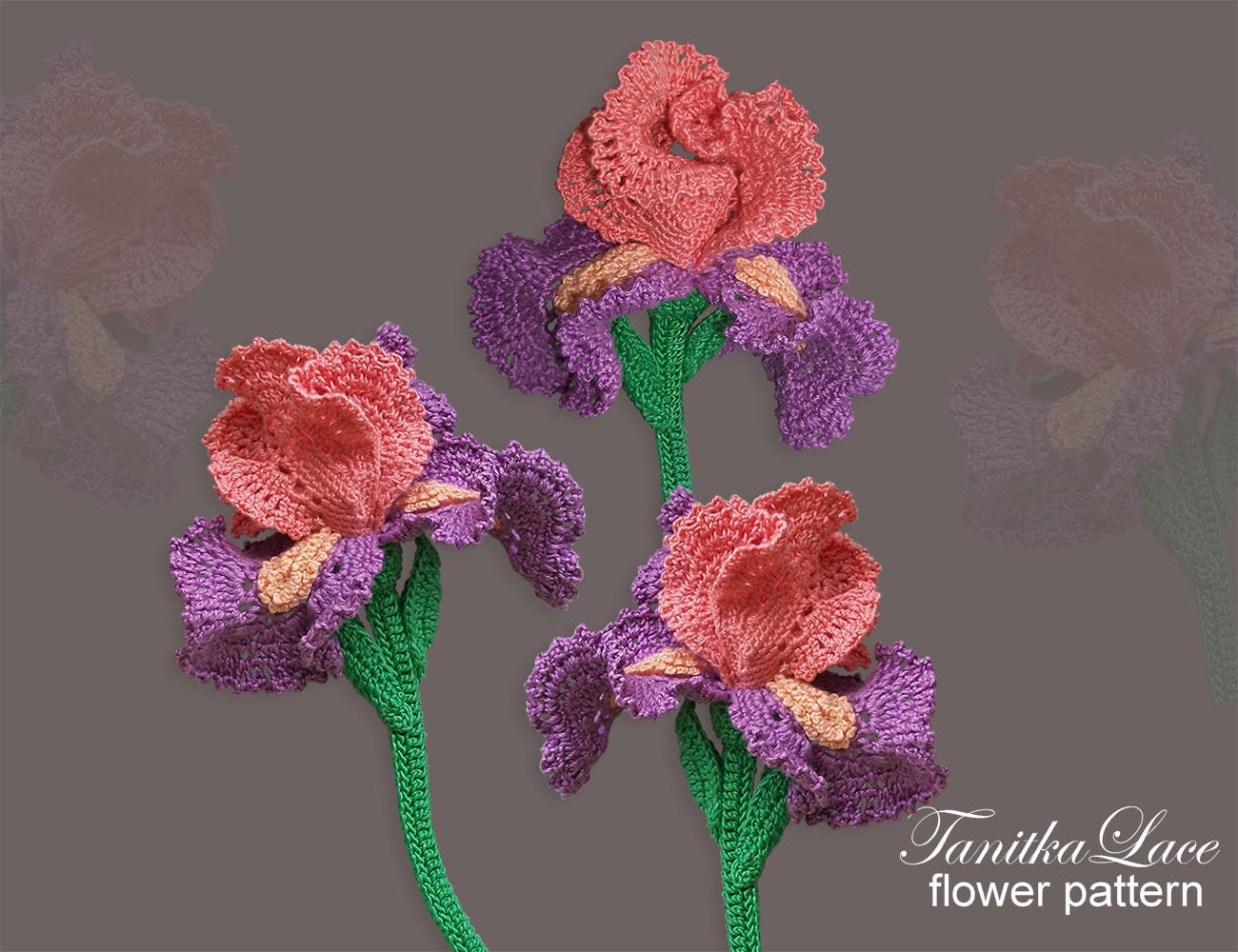 Pattern Iris Crochet pattern Lace flower pattern. Tutorial Etsy