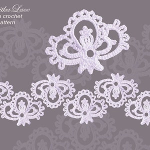 Pattern Irish Crochet lace. Crochet flower pattern for applique, ornament, decor. Diy crochet flower