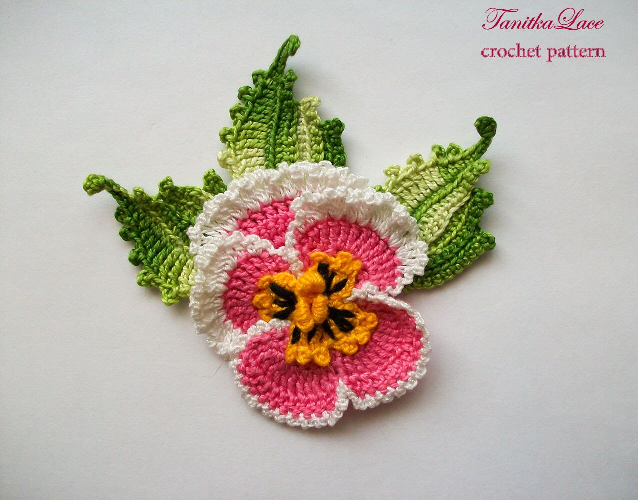 Pattern Pansies and Leaves Crochet Flowers How to Make Pansy Etsy