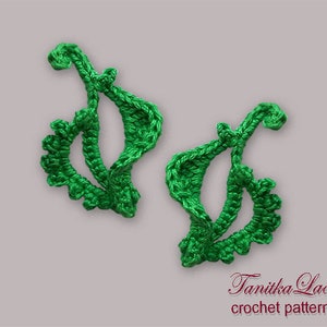 Crochet Patterns Flower Leaves set 4in1 Crochet Tutorials How to make Green leaf applique pattern Tree leaves patterns image 4