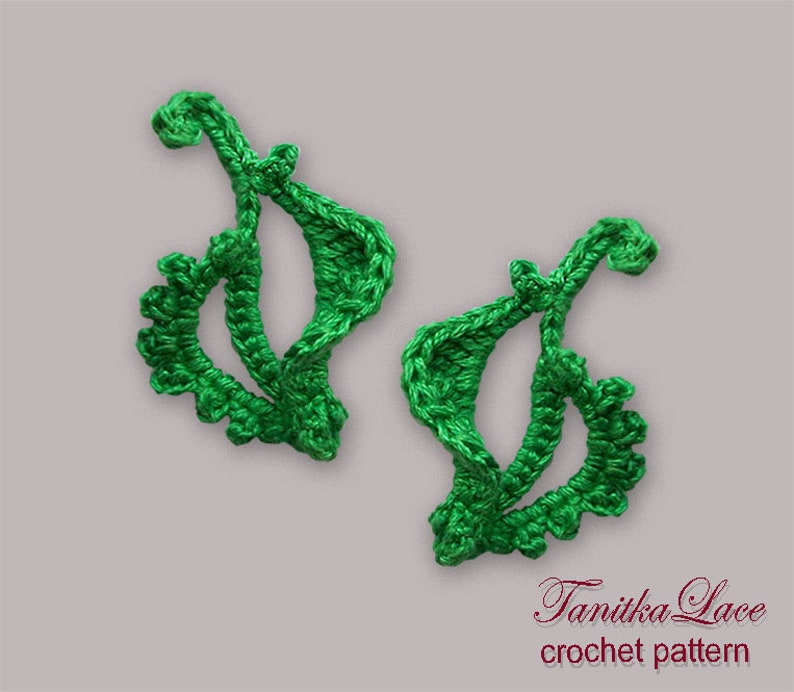 Crochet Patterns Flower Leaves set 4in1 Crochet Tutorials How to make Green leaf applique pattern Tree leaves patterns image 4