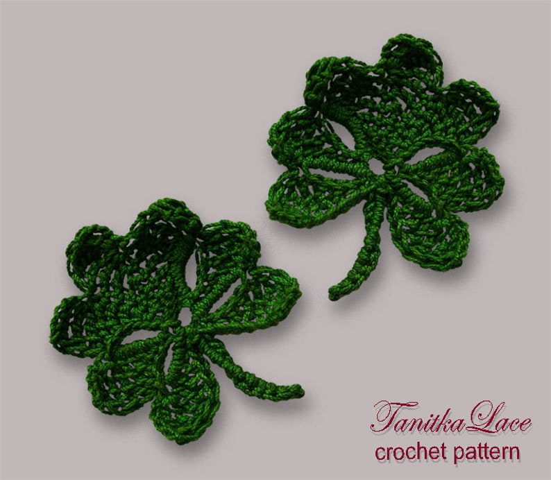 Crochet Patterns Flower Leaves set 4in1 Crochet Tutorials How to make Green leaf applique pattern Tree leaves patterns image 2